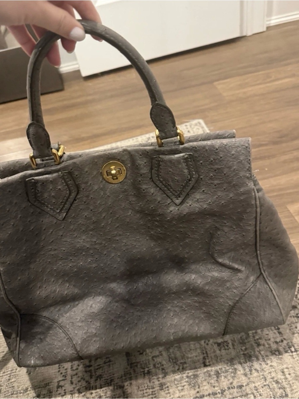 Marc By Marc Jacobs Gray Ostrich-Textured Tote - Picture 5 of 8